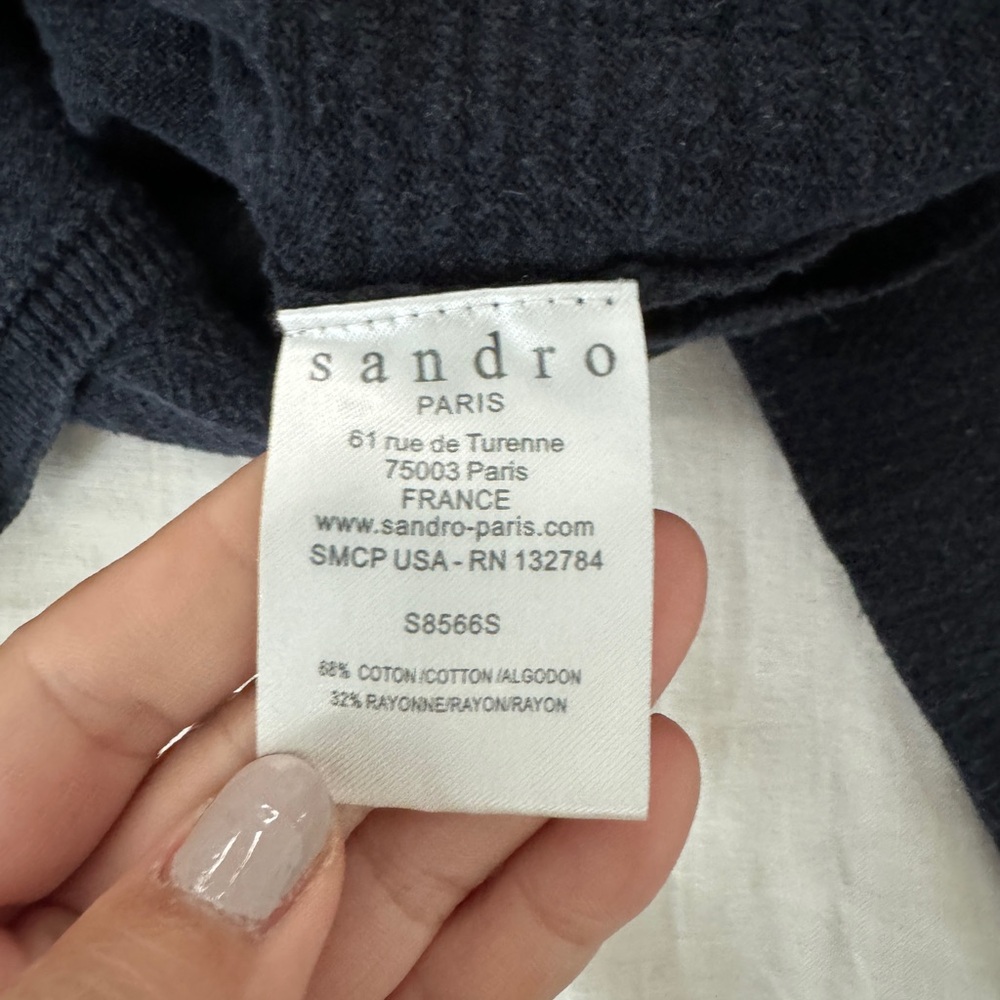 Sandro Navy Knit Sweater Hoodie - Picture 8 of 9